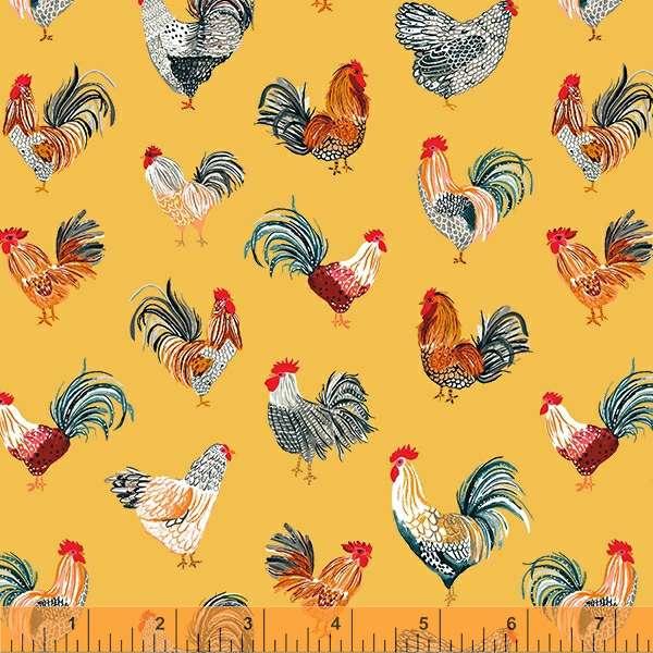 Windham Fabrics Farm Fresh by Kelly Angelovic Chickens 53216 6 Sunshine