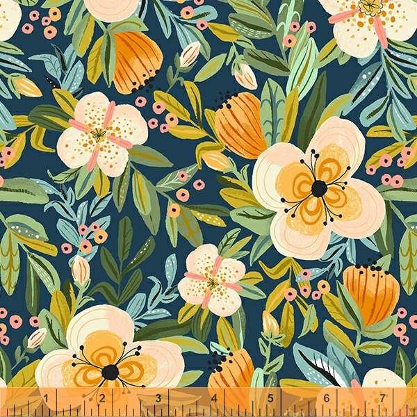 Windham Fabrics Farm Fresh by Kelly Angelovic Garden Blooms 53214 2 Navy