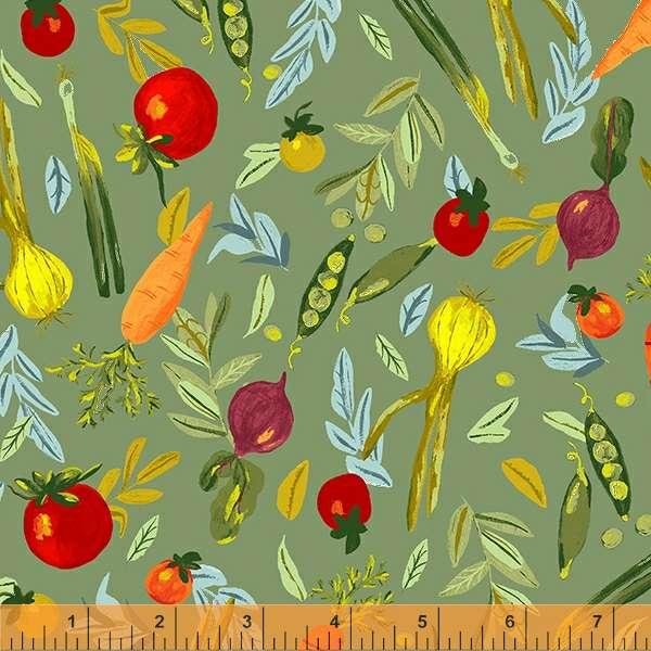 Windham Fabrics Farm Fresh by Kelly Angelovic Veggies 53215 4 Sage