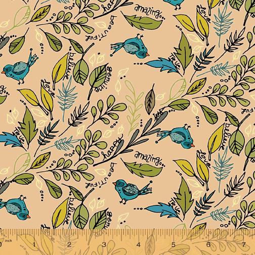 Windham Fabrics Jaye Bird by Kori Turner Goodhart Flying Foliage 53271 5 Peach
