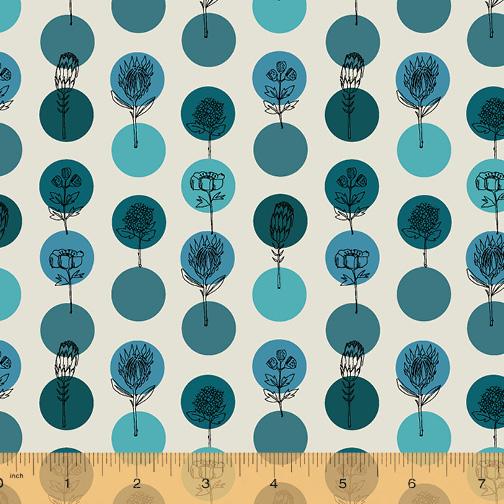 Windham Fabrics Jaye Bird by Kori Turner Goodhart Protea Polkas 53274 2 Turquoise