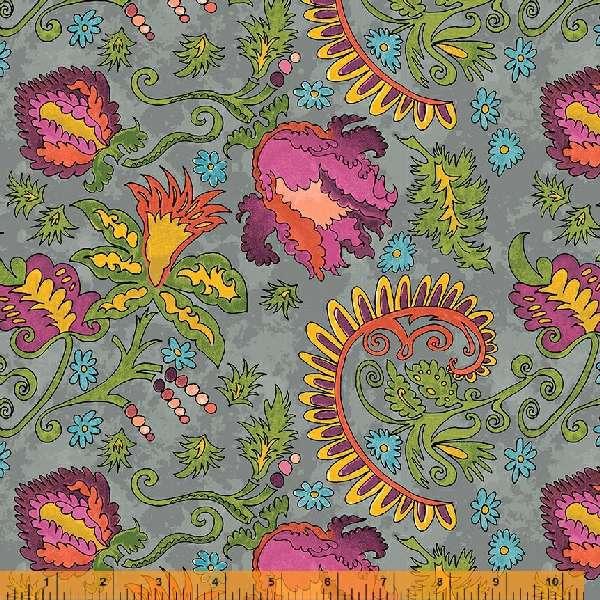 Windham Fabrics Yippie Yi Yo Ki Yay by Laura Heine Awesome Blossom 53235 6 Gray