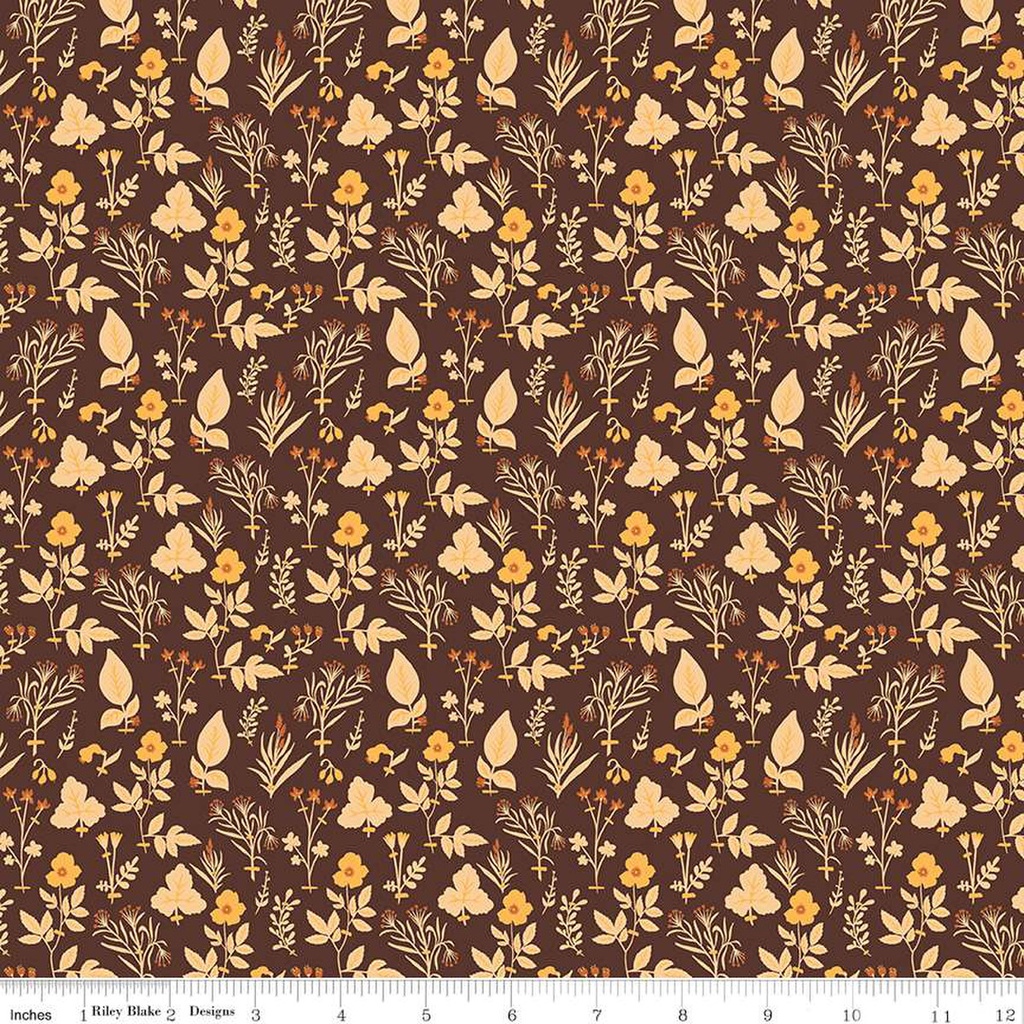 The Old Garden brown and gold floral