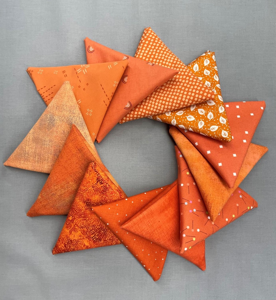 Quilt Basket Bakers Dozen- 13 Raucous Orange Fat Quarters