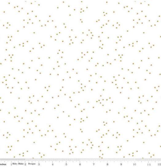 Blossoms on White In Color SC730 Gold Sparkle