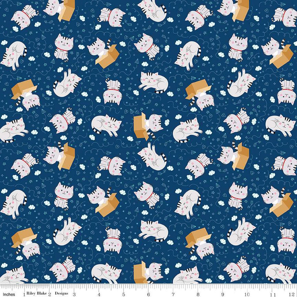 Riley Blake Designs Pets Cats C13652 Navy