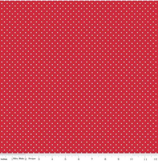Swiss Dot White on Red C670 80 Red