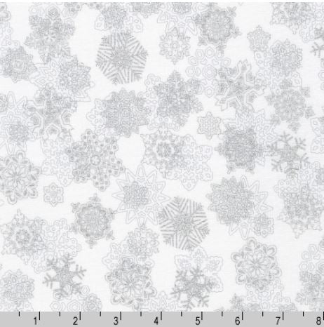 Robert Kaufman Fabrics Holiday Flourish-Snow Flower SRKM 21603 88 Ice