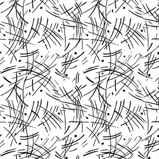 Andover Fabrics Century Black on White Strokes CS-9683-L