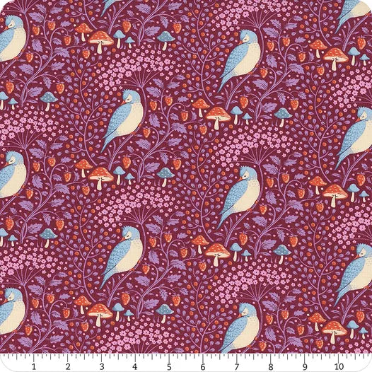 Tilda Fabrics Hibernation 100528 Sleepy Bird Mulberry