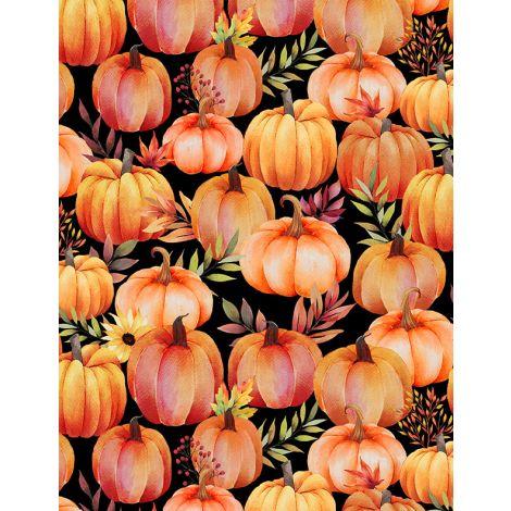 Wilmington Prints Autumn Light by Lola Molina Packed Pumpkins 3022 32105 987 Black