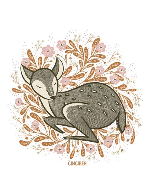 Deer in Flowers Sticker GB ST2122