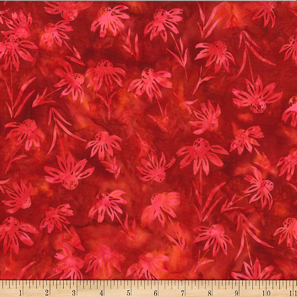 Bali Batik Echinacea W2577-381 Pomegranate