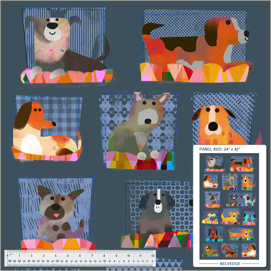 Fur-ever Friends Panel 54527DP-2 Slate