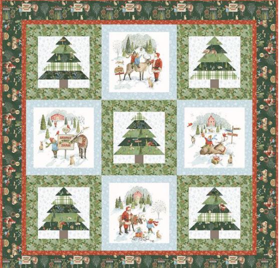 Santa's Tree Farm Panel Quilt Kit KT-16450