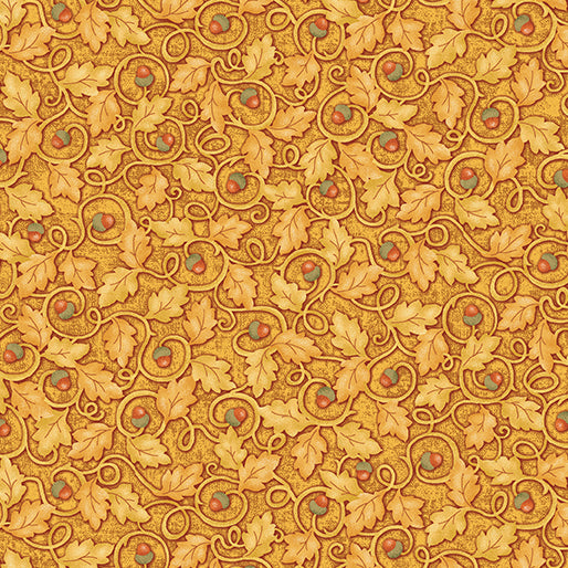 Benartex Fabrics Wander Lane II by Nancy Halvorsen Acorns 13652 30 Gold