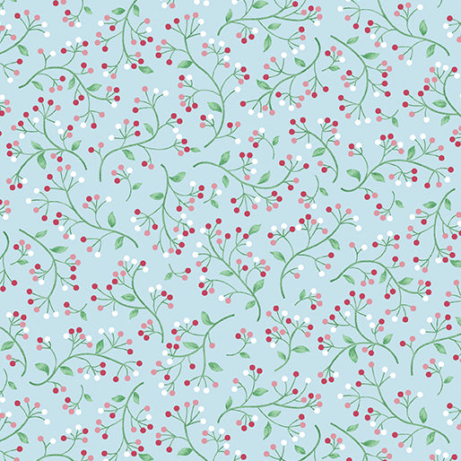 Benartex Fabrics Wander Lane II by Nancy Halvorsen Winter Berry 13656 05 Ice