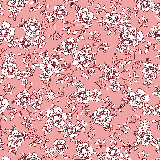 Benartex Fabrics Wander Lane II by Nancy Halvorsen Winter Rose 13653 26 Coral