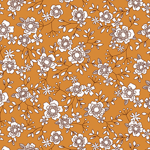 Benartex Fabrics Wander Lane II by Nancy Halvorsen Winter Rose 13653 36 Pumpkin