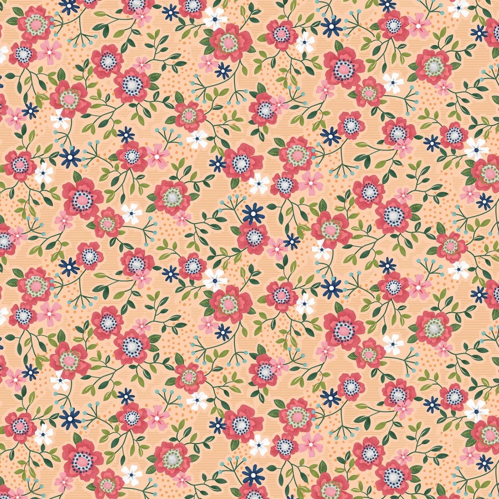 Benartex Wander Lane by Nancy Halvorsen Primrose Path BEN 13601 22 Apricot