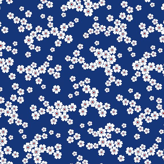 Blank Quilting Anthem by Satin Moon Designs Spaced Floral 2483 77 Dark Blue