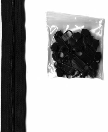 4 Yards #4.5 zipper chain 16  Pulls ZIPYD-105 Black