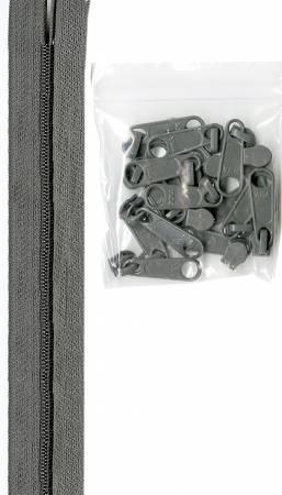 4 Yards #4.5 zipper chain 16 XL Pulls ZIPYD-110 Pewter