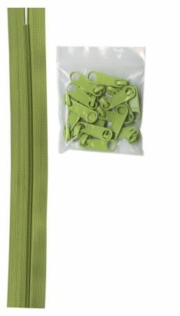 By Annie 4 Yards #4.5 zipper chain 16 Extra Large Coordinated Pulls ZIPYD-200 Apple Green