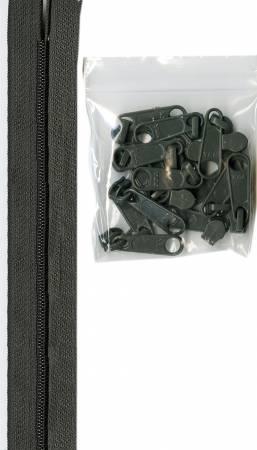 By Annie 4 Yards #4.5 zipper chain 16 Extra-Large Coordinated Pulls ZIPYD-120 Slate