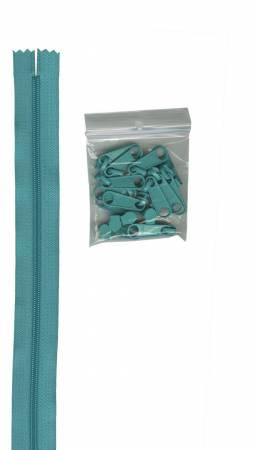 By Annie 4 Yards #4.5 zipper chain 16 Extra-Large Coordinated Pulls ZIPYD-212 Turquoise