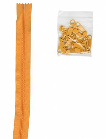 By Annie 4 Yards #4.5 zipper chain 16 Extra-Large Coordinated Pulls ZIPYD-290 Papaya