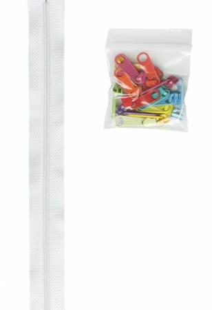 By Annie 4 Yards #4.5 Zipper Chain 16 Extra-Large Multicolored Pulls ZIPYD-100-MUL White