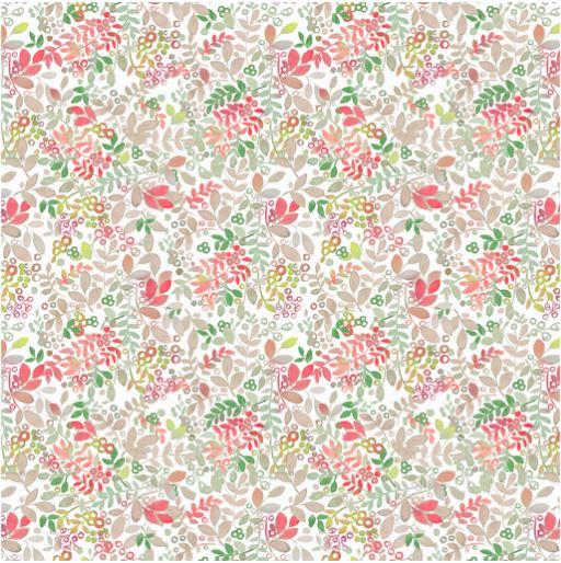 Clothworks My Happy Place Digital Print by Sue Zipkin Leaves & Buds Y3629 62 Taupe