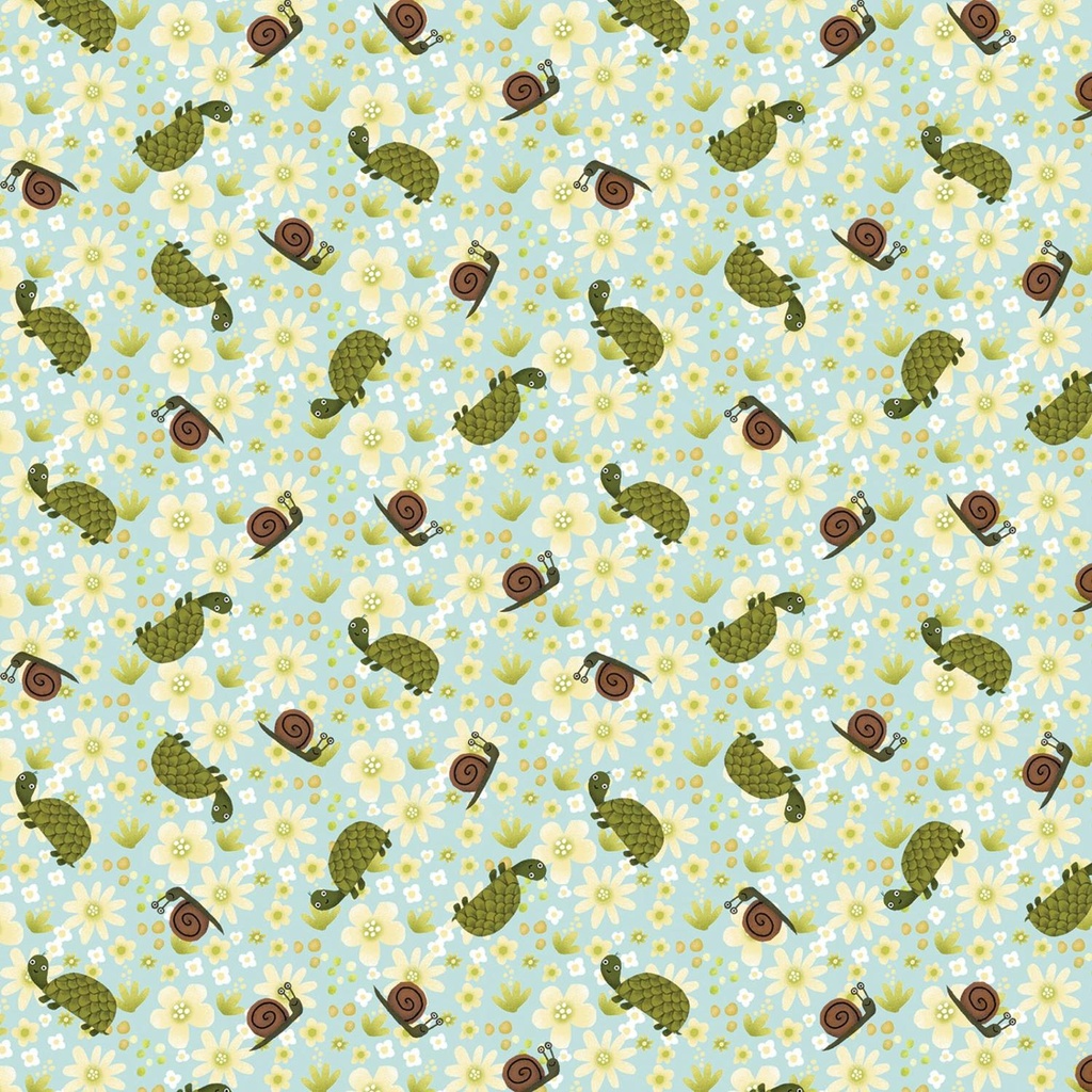 Contempo Studio Into the Woods Digital Print Turtle & Snail 13302 80 Sky