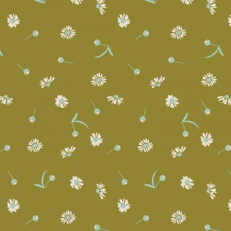 Cotton+Steel Fabrics Canyon Springs by Ash Cascade Chamomile AC204 MO1 Moss