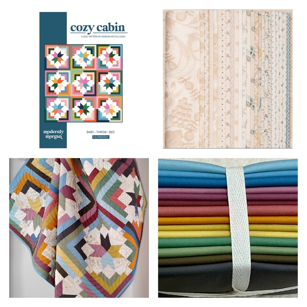 Cozy Cabin Quilt Kit featuring Seabreeze & Century Solids