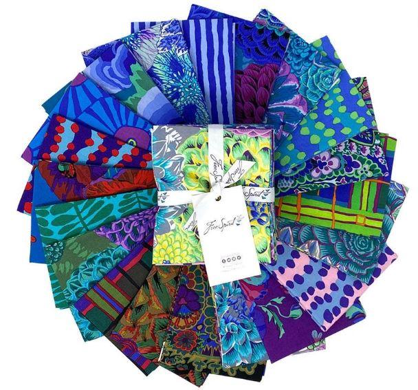 FreeSpirit Fabrics August 2022 Fat Quarter Bundle Cool by Kaffe Fassett Collective FB4FQGP.A2022COOL