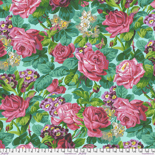 FreeSpirit Fabrics Cottage Garden by Snow Leopard Designs PWSL137 Aqua
