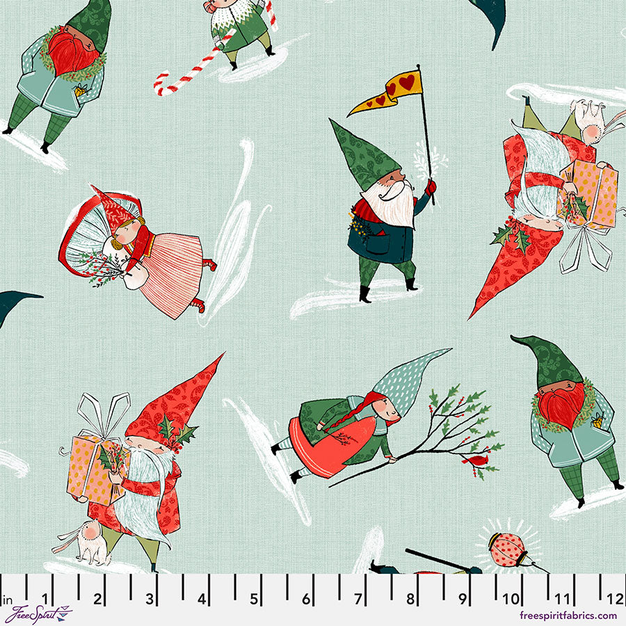 FreeSpirit Fabrics Enchanted Forest by Cori Dantini Gnome It All PWCD074.XLTAqua