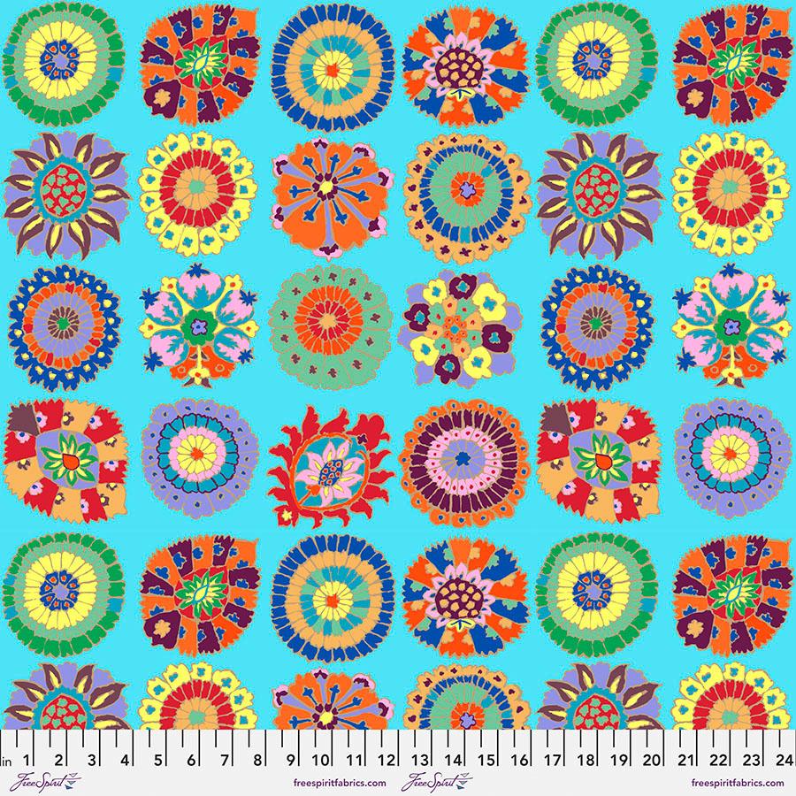 FreeSpirit Fabrics February 2023 by Kaffe Fassett Carpet Cookies PWGP192.Sky