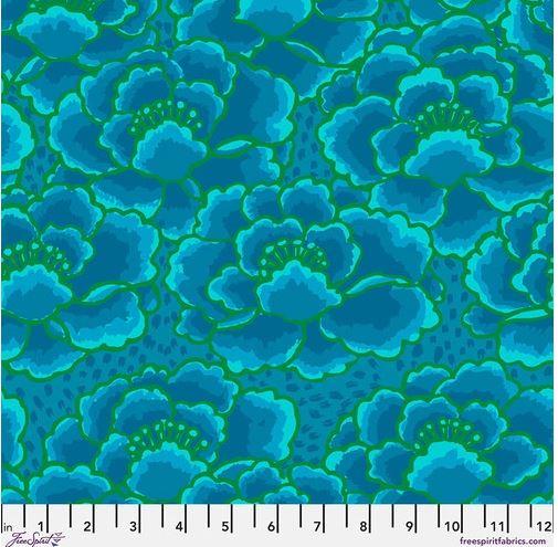 FreeSpirit Fabrics February 2023 by Kaffe Fassett Tonal Floral PWGP197.Turquoise