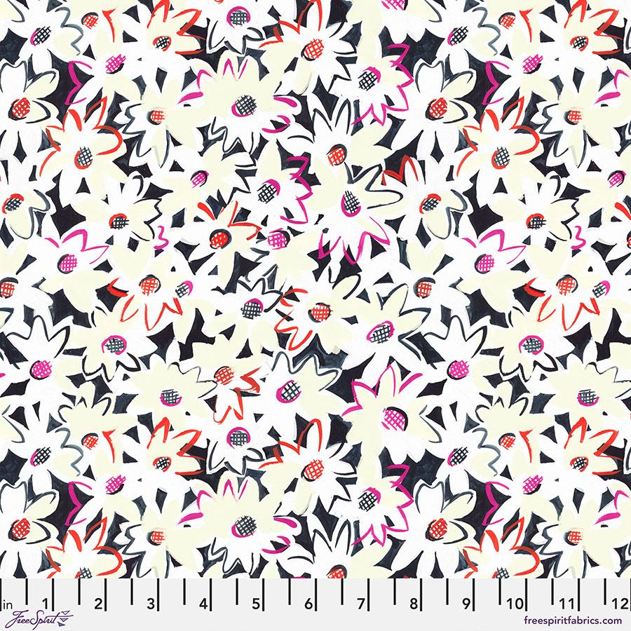 FreeSpirit Fabrics Fresh Picked by Sarah Campbell Sketch Book Daisies PWSH002.White