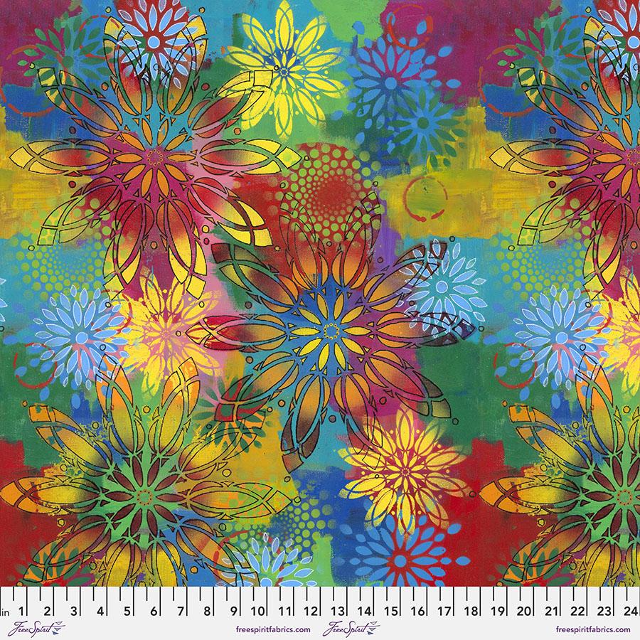 FreeSpirit Fabrics Happy Blooms by Sue Penn Pinwheels PWSP054.Multi