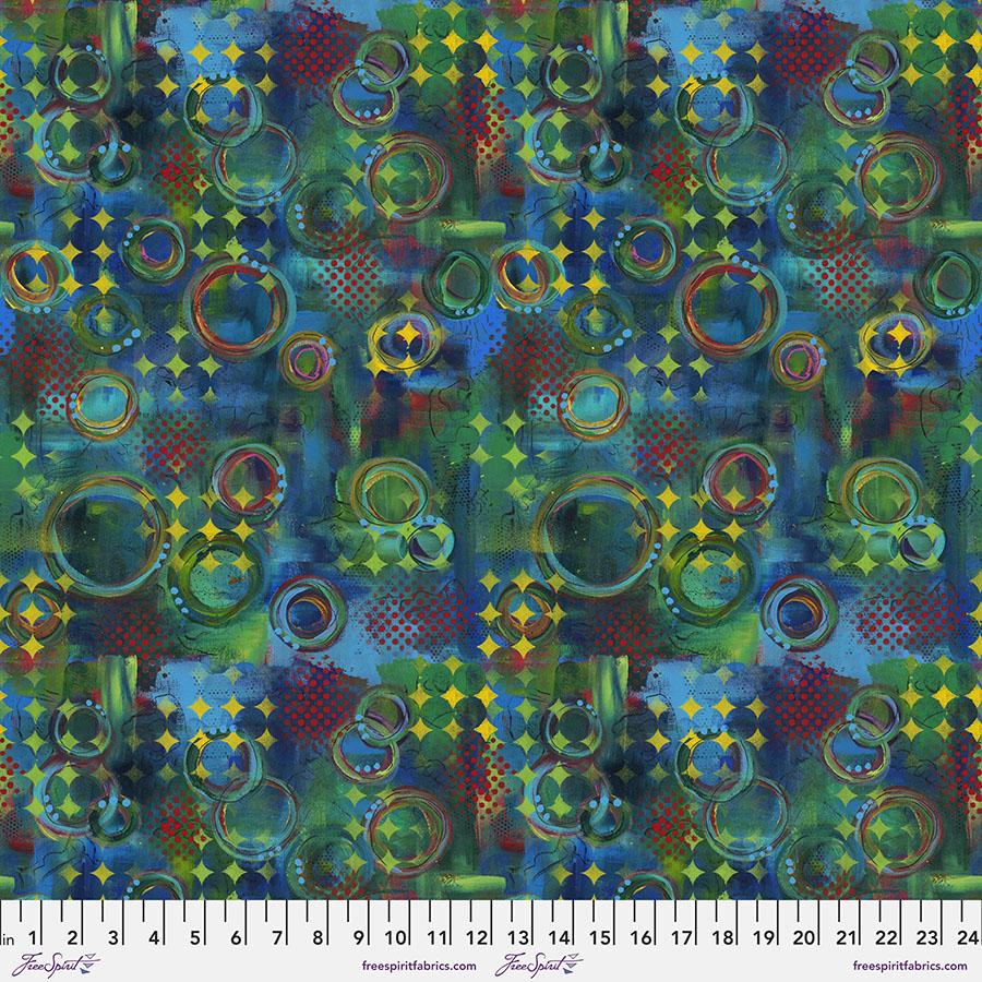 FreeSpirit Fabrics Happy Blooms by Sue Penn Rings PWSP052.Multi