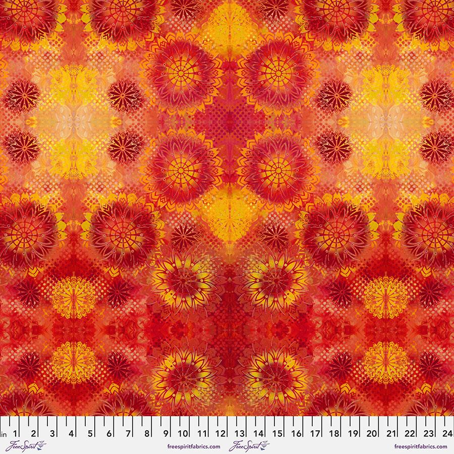 FreeSpirit Fabrics Happy Blooms by Sue Penn Sunburst PWSP051.Flame
