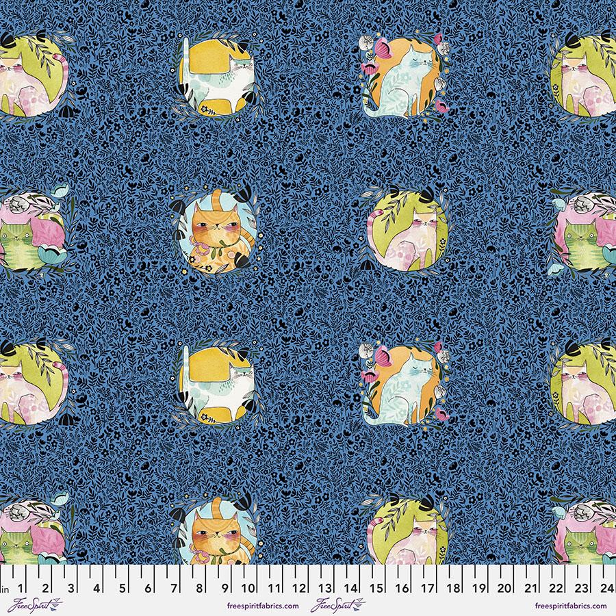 FreeSpirit Fabrics Here Kitty Kitty by Cori Dantini Kitty Kitty Meow Meow PWCD44.XBlue