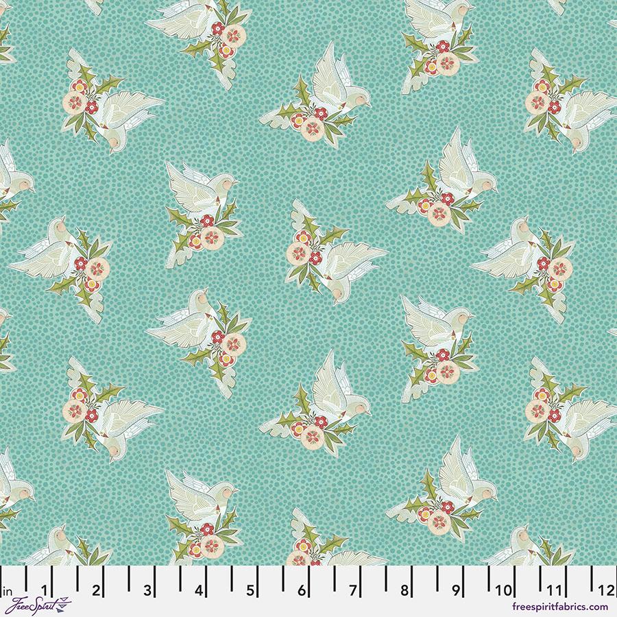 FreeSpirit Fabrics Love Santa by Cori Dantini Christmas Dove PWCD031.XBlue