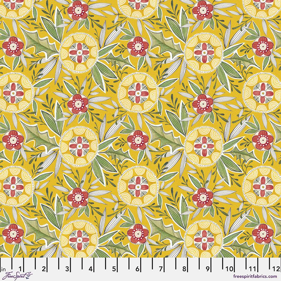 FreeSpirit Fabrics Love Santa by Cori Dantini Fancy Floral PWCD028.XYellow