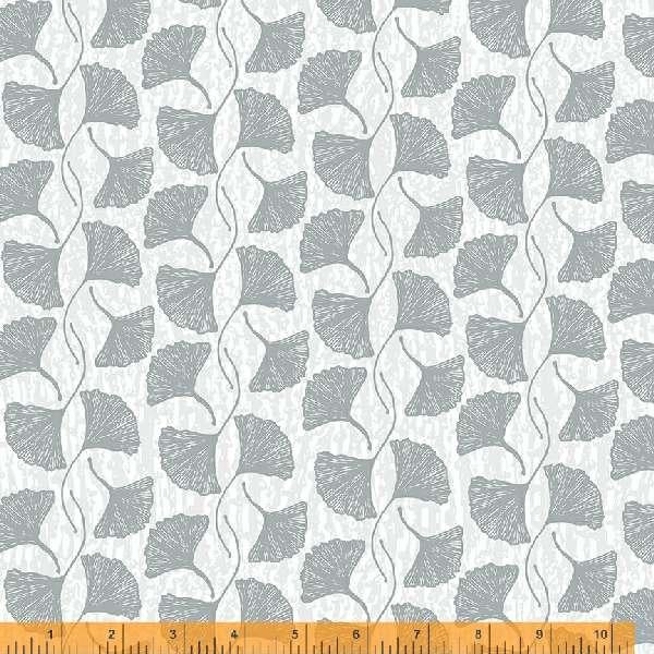 Windham Fabrics Makers Collage by Natalie Barnes Ginkgo Leaves 52231-3 Mid Gray