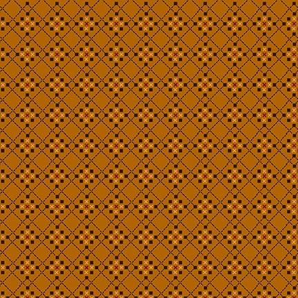 Henry Glass & Co. Scraps of Kindness by Kim Diehl Crosshatched Boxes Q 678 30 Orange